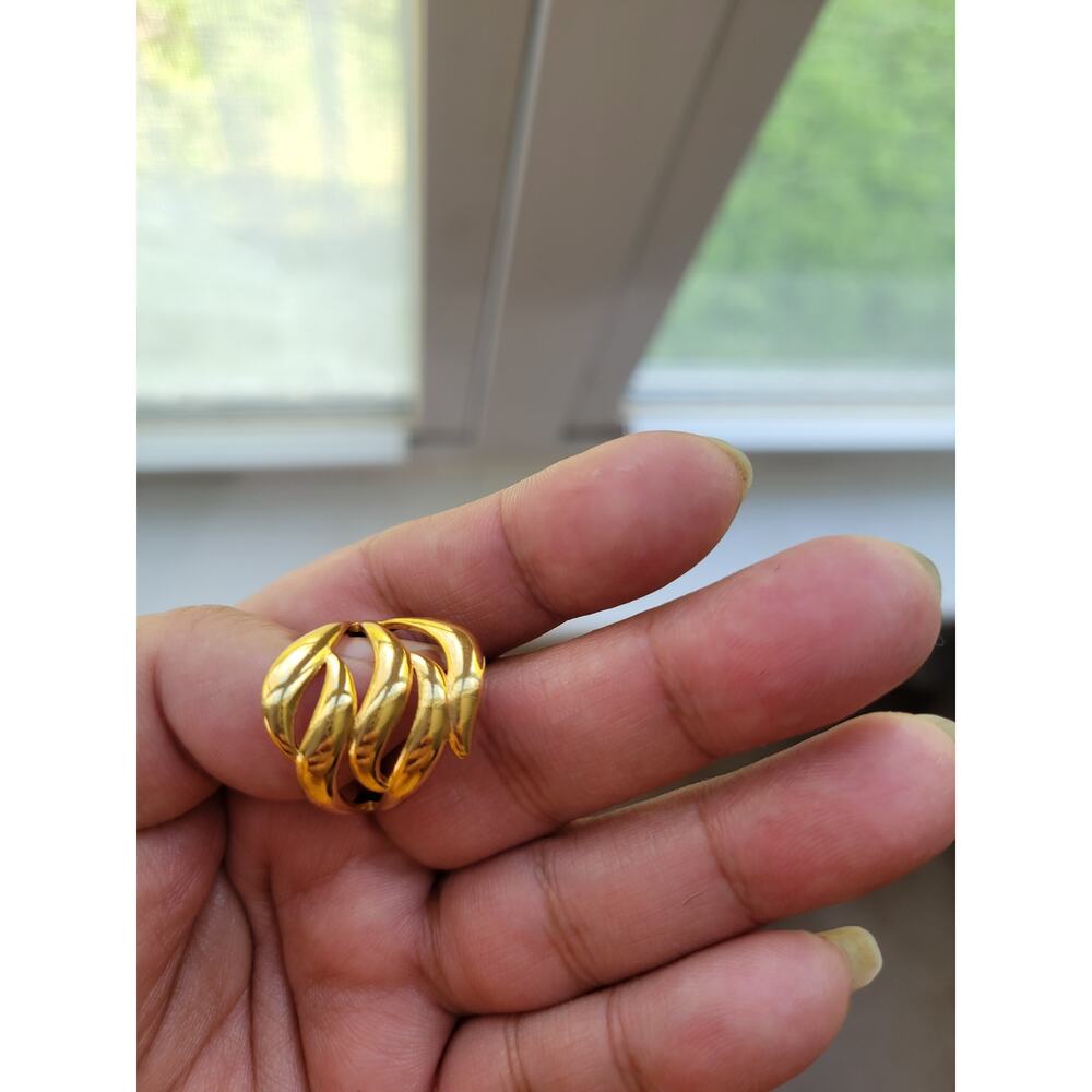 Vintage Chunky Dome adjustable  Ring | Twisted Knot Croissant Statement Band